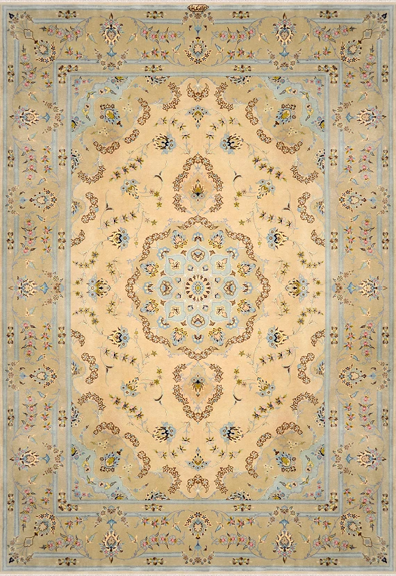 Персидский Tebriz ковер №3511 355x255cm из шелка и шерсти