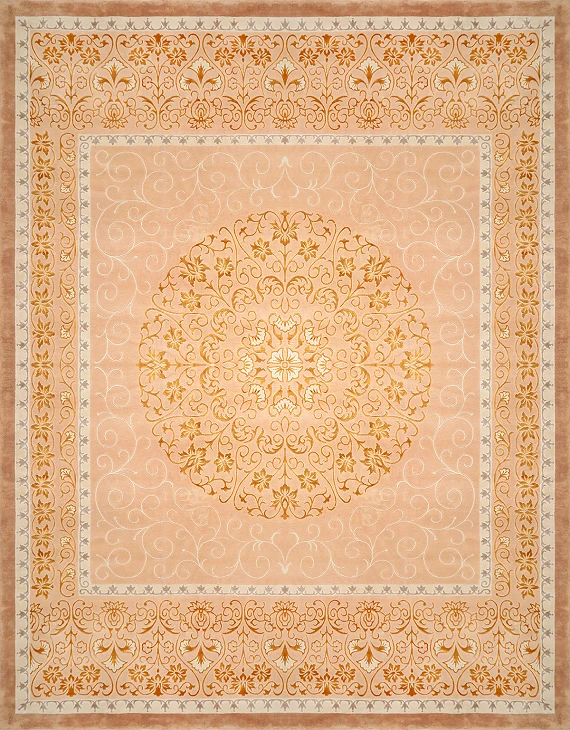 Современный Тибетский ковер Gansu №2446 405x300cm из шерсти и шелка в стиле неоклассика