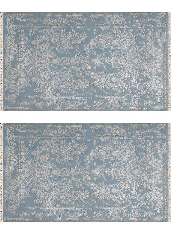 Современный Индийский ковер Shabby Classic №3527 153x90cm из шерсти и бамб. шелка в стиле неоклассика