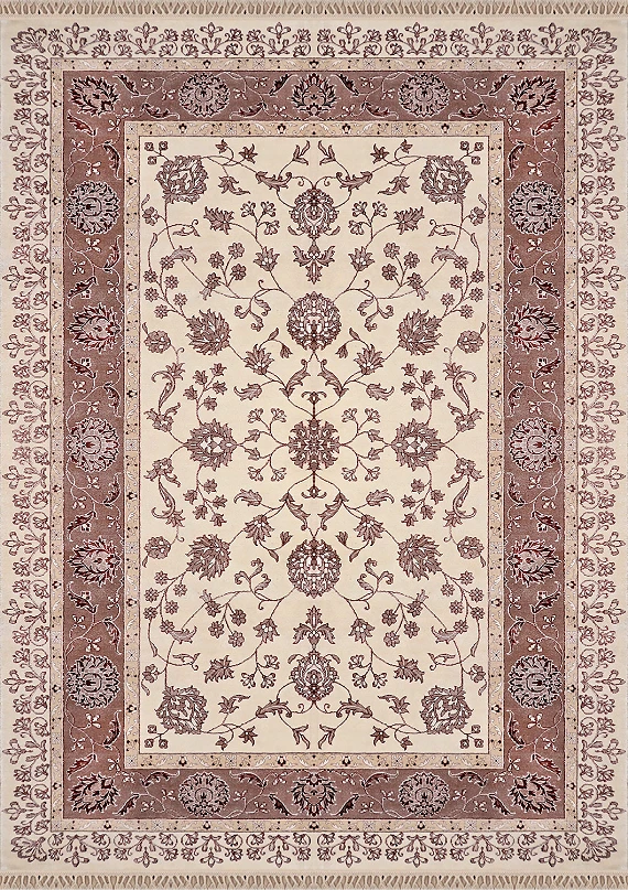 Современный Индийский ковер Tabrizi №2137 242x170cm из шерсти и бамб. шелка в стиле неоклассика
