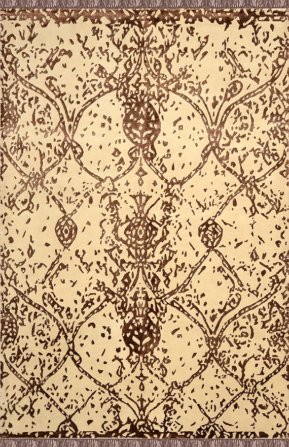 Современный Индийский ковер Amboise №3539 180x120cm из шерсти и бамб. шелка в стиле неоклассика