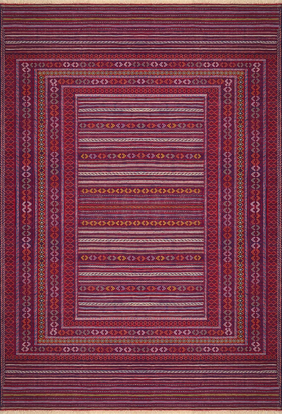 Безворсовый Пакистанский ковер Zinjan №3556 287x192cm из шерсти