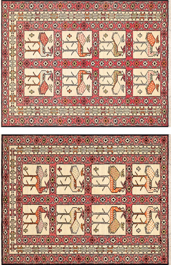 Безворсовый Пакистанский ковер Zili №3559 96x70cm из шелка