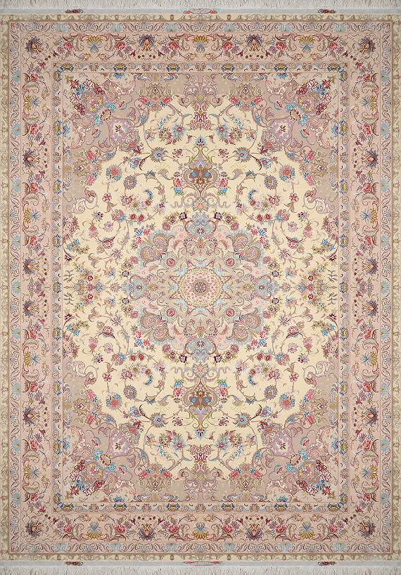 Иранский Tebriz ковер №1884 356x250cm из шелка и шерсти