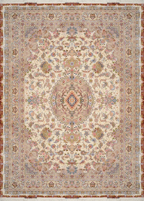 Иранский Tebriz ковер №1908 343x250cm из шелка и шерсти