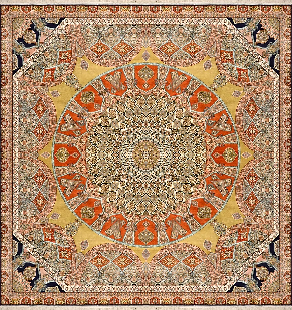 Шелковый Индийский ковер Gombad №1590 254x245cm