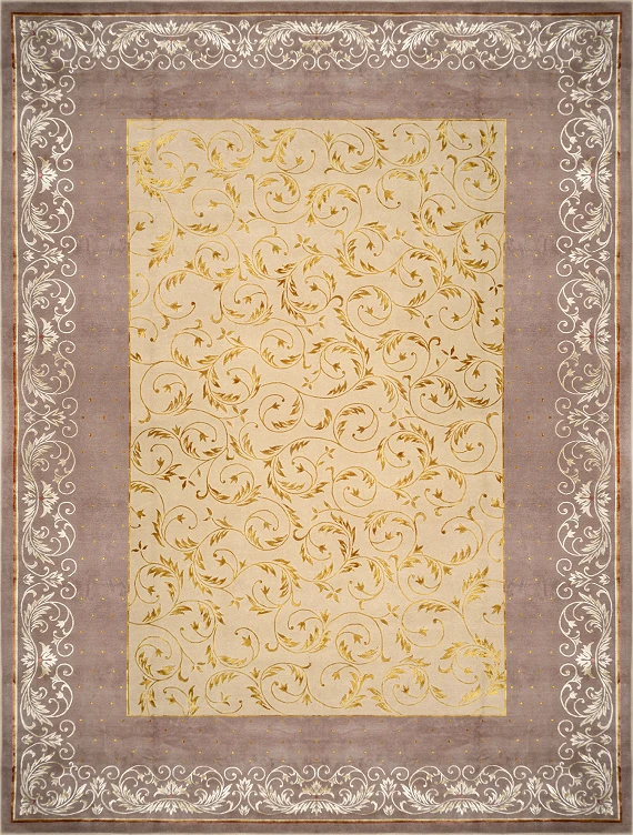 Современный Тибетский ковер Gansu №3576 406x302cm из шерсти и шелка в стиле неоклассика