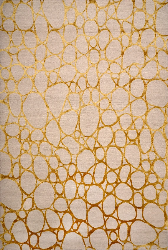 Тибетский Ribbon Gold ковер №3310 297x201cm из шелка и шерсти