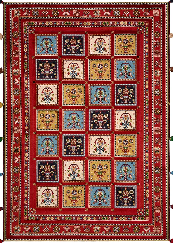 Безворсовый Индийский ковер Sirjan №3641 201x141cm из шерсти