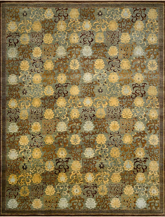 Шерстяной Индийский ковер Lotus №3680 371x278cm