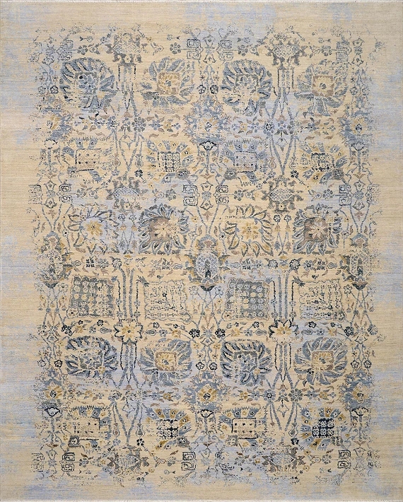 Современный Индийский ковер Shabby Classic №2037 307x246cm из шерсти и шелка в стиле неоклассика