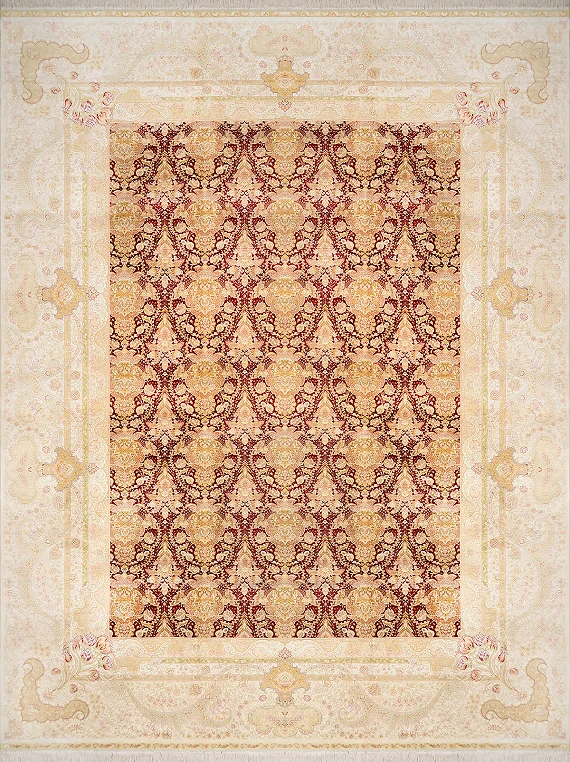 Современный Турецкий ковер Rocaille №1609 374x278cm из шелка в стиле неоклассика