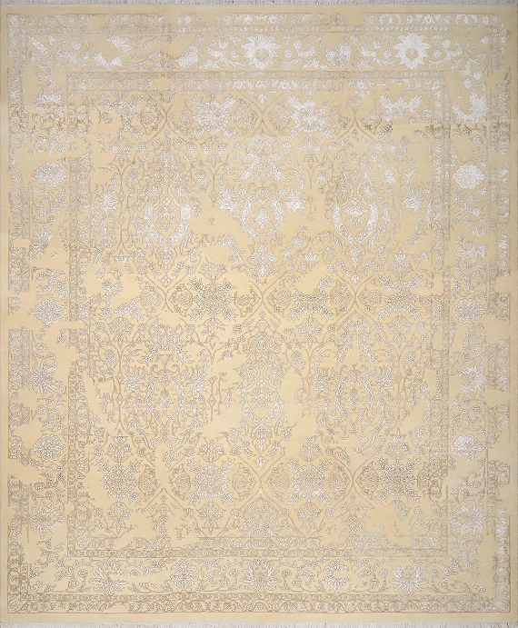 Современный Индийский ковер Rajastan Shabby №2692 305x255cm из шерсти и бамб. шелка в стиле неоклассика