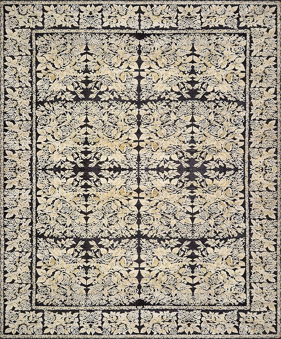 Современный Индийский ковер Jardin №3085 313x262cm из шерсти и шелка в стиле неоклассика