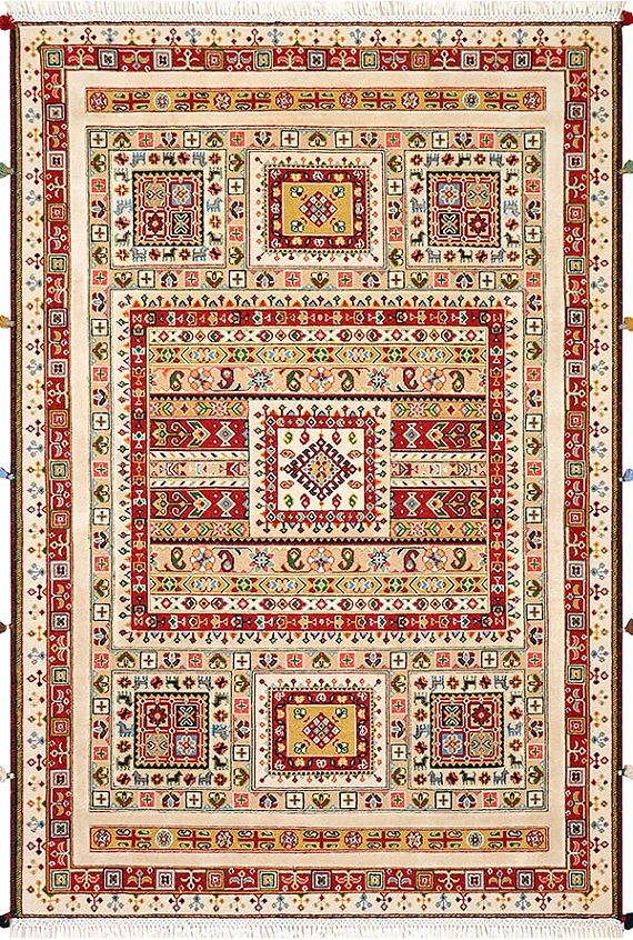 Безворсовый Индийский ковер Sirjan №3686 182x122cm из шерсти