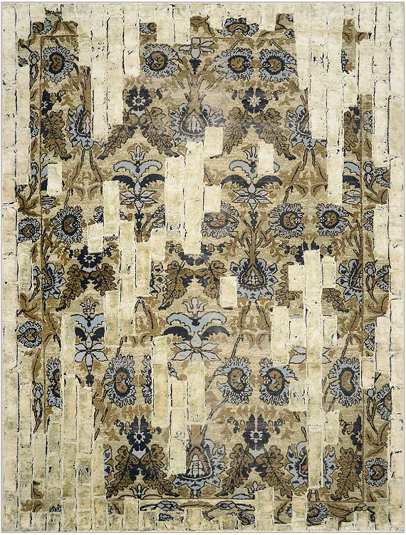 Современный Индийский ковер Artefact №3110 317x240cm из шерсти и шелка в стиле неоклассика