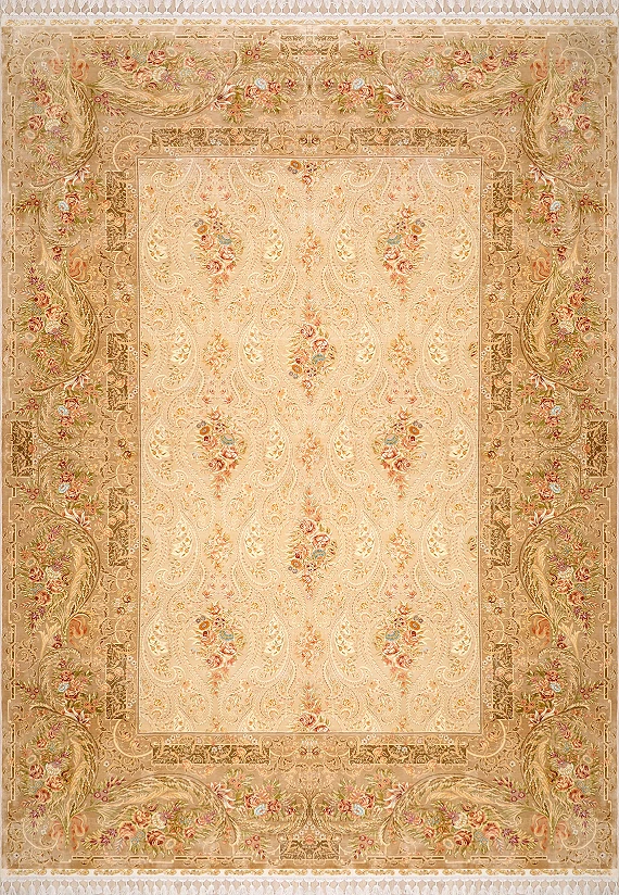 Современный Турецкий ковер Aubusson №1631 305x221cm из шелка в стиле неоклассика