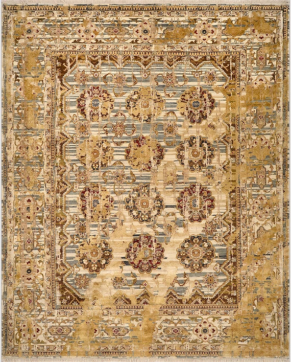 Современный Индийский ковер Artefact №2803 307x248cm из шерсти и шелка в стиле неоклассика