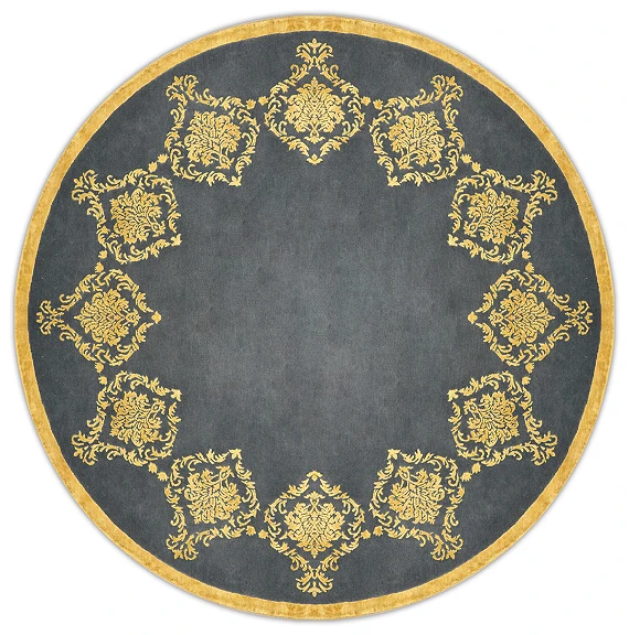 Индийский Damask Frame ковер №3695 202x202cm из шелка и шерсти