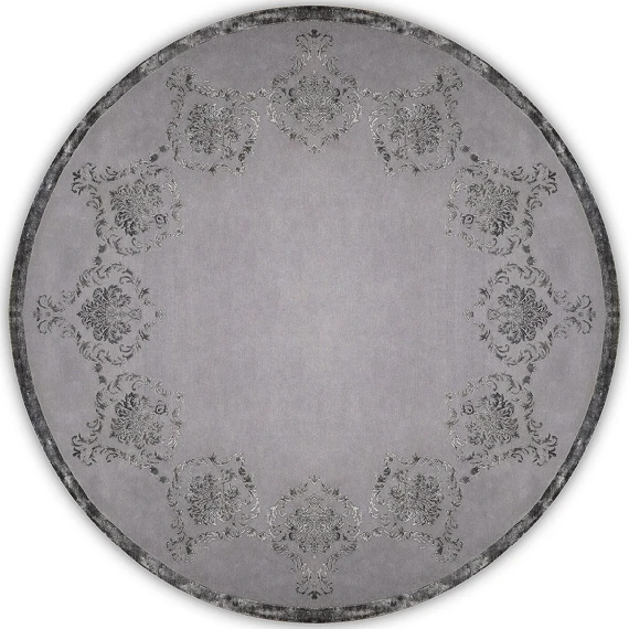 Современный Индийский ковер Damask Frame №3745 249x249cm из шерсти и бамб. шелка в стиле неоклассика