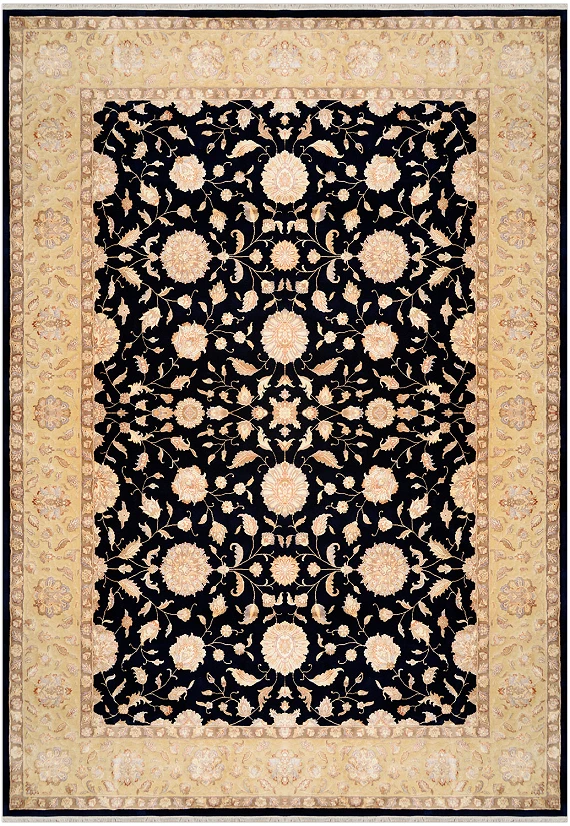 Индийский Tabrizi ковер №1960 355x251cm из шелка и шерсти