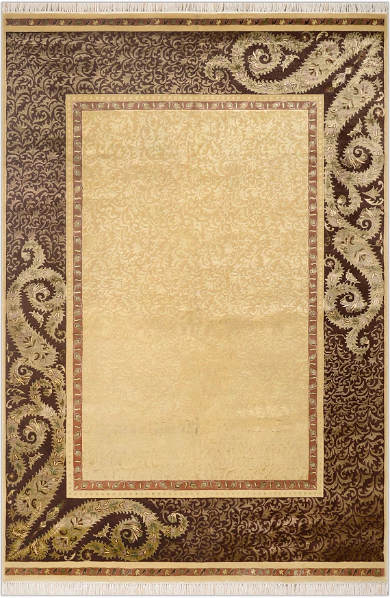 Современный Индийский ковер Lily №1932 245x167cm из шерсти и шелка в стиле неоклассика