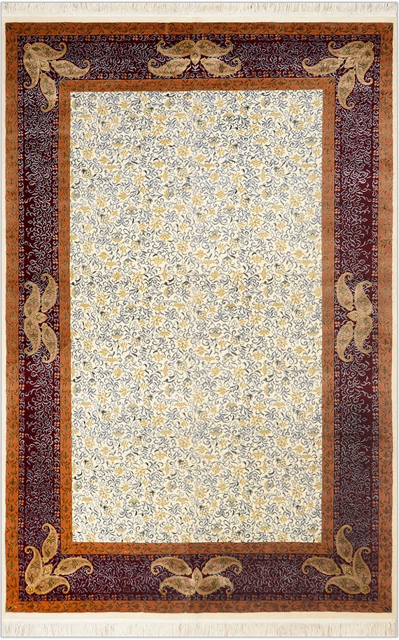 Современный Индийский ковер Lily №1890 230x157cm из шерсти и шелка в стиле неоклассика