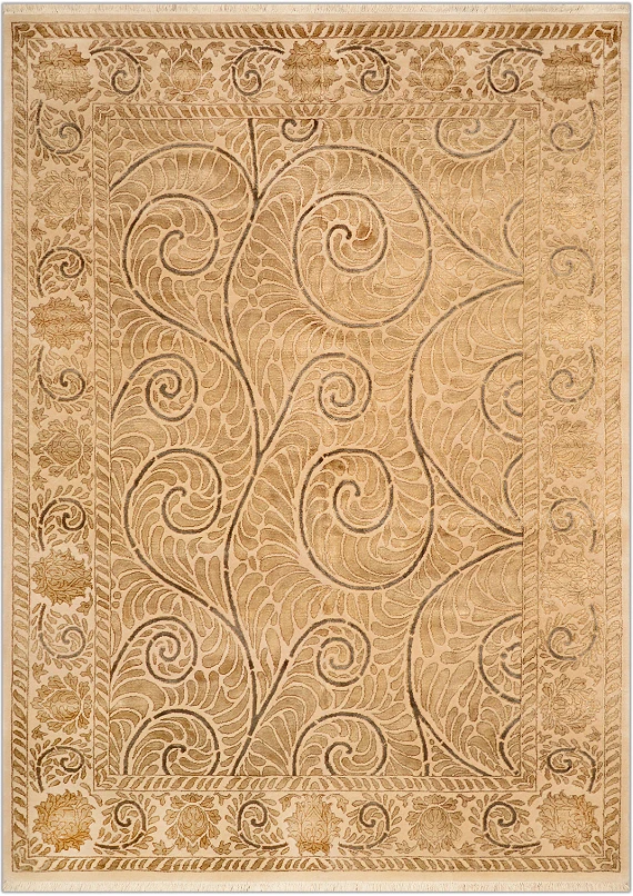 Современный Индийский ковер Art Nouveau №2192 242x172cm из шерсти и шелка в стиле неоклассика