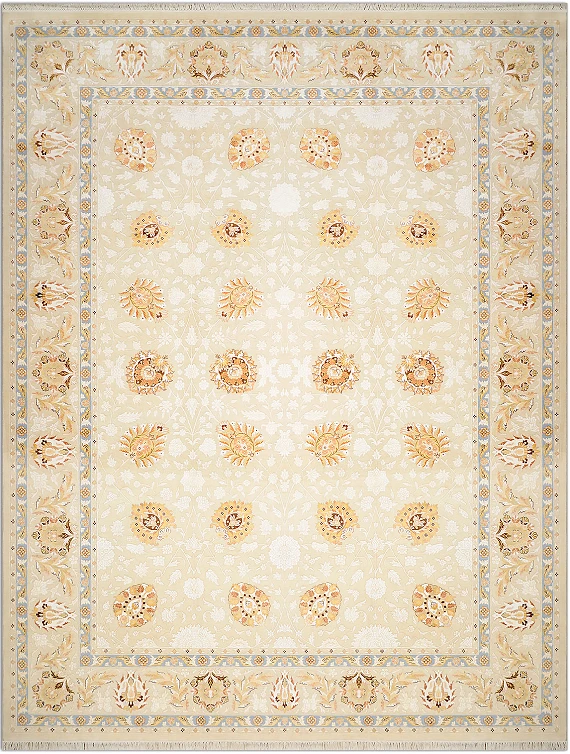 Индийский Tabrizi ковер №1848 365x280cm из шелка и шерсти