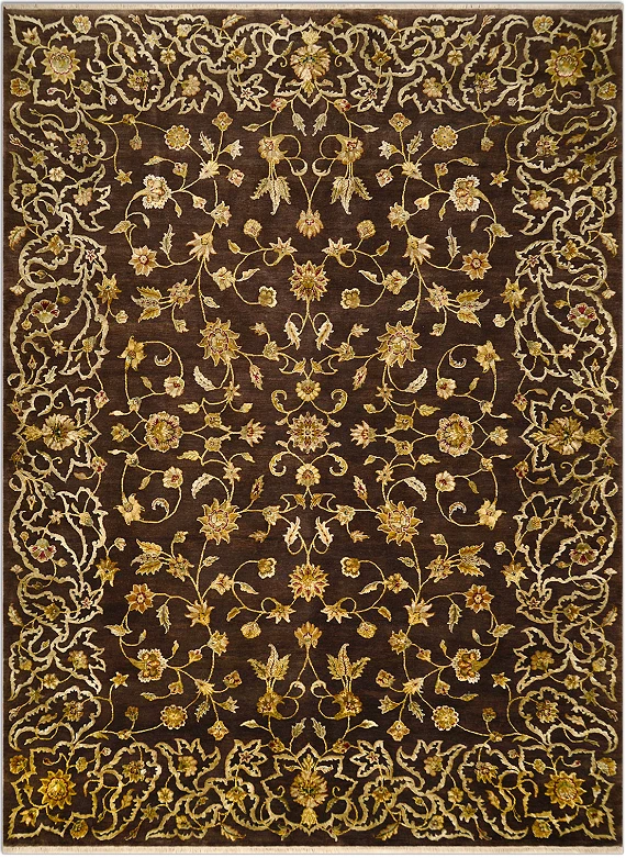 Современный Индийский ковер Rajastan Neo №1874 369x272cm из шерсти и шелка в стиле неоклассика