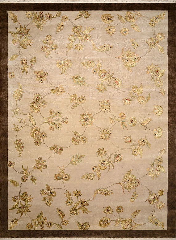 Современный Индийский ковер Rajastan Neo №1893 360x268cm из шерсти и шелка в стиле неоклассика