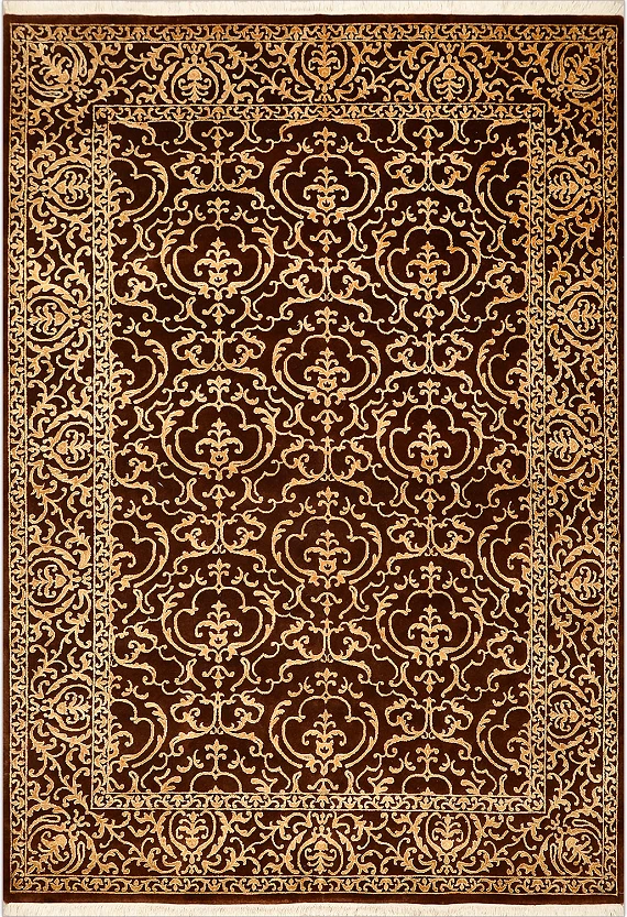 Современный Индийский ковер Damask №2172 249x175cm из шерсти и шелка в стиле неоклассика