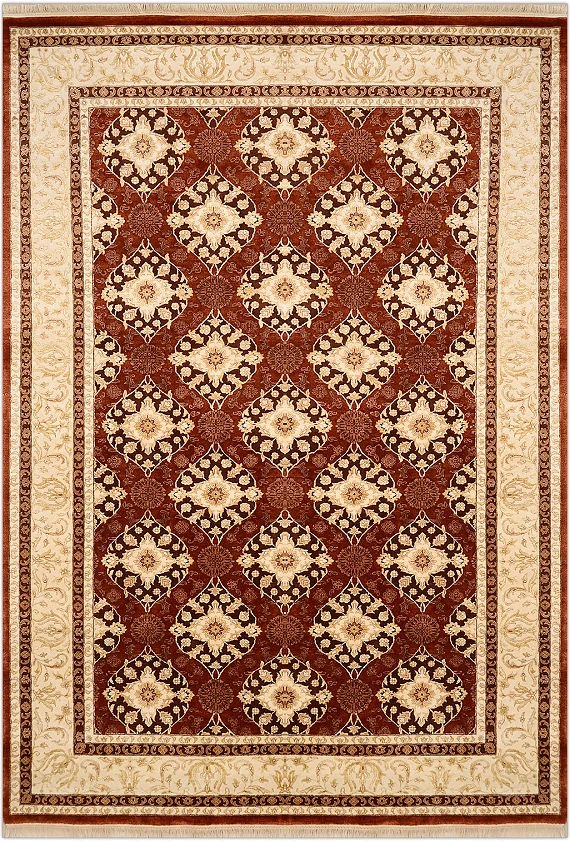 Современный Индийский ковер Damask №2219 291x200cm из шерсти и шелка в стиле неоклассика